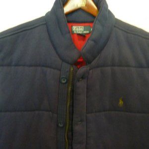 Polo by Ralph Lauren, Blue & Red Vest, Zipper and Button Front, Side Button Flap